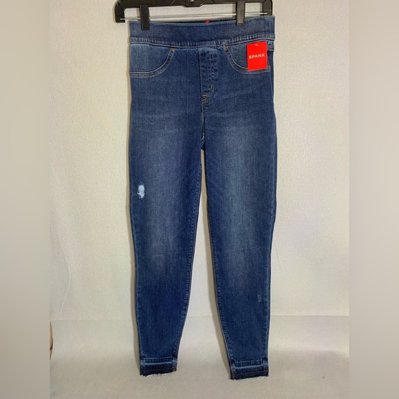 SPANX Denim - NWT Spanx Jeans Small Ankle Skinny Distressed Blue Pull-On Jeggings